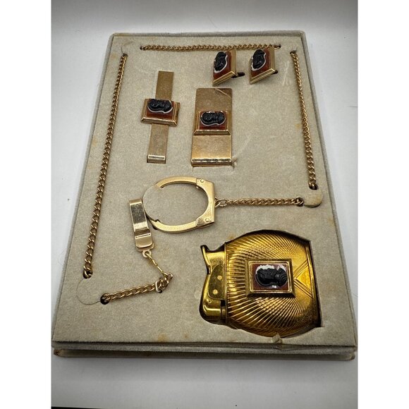 Vintage 1960s Evans Elegance Mens Gold-Tone Roman Cameo Accessory Set - Picture 2 of 6